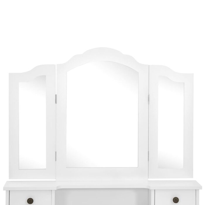 Ensemble de coiffeuse avec tabouret Blanc 80x69x141cm Paulownia – Image 7