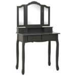 Ensemble de coiffeuse avec tabouret Gris 80x69x141 cm Paulownia – Image 2