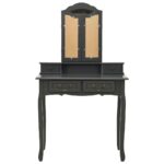 Ensemble de coiffeuse avec tabouret Gris 80x69x141 cm Paulownia – Image 4