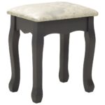 Ensemble de coiffeuse avec tabouret Gris 80x69x141 cm Paulownia – Image 9