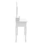 Ensemble de coiffeuse et tabouret Blanc 100x40x146 cm Paulownia – Image 5