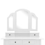 Ensemble de coiffeuse et tabouret Blanc 100x40x146 cm Paulownia – Image 7