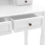 Ensemble de coiffeuse et tabouret Blanc 100x40x146 cm Paulownia – Image 8
