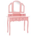 Ensemble de coiffeuse et tabouret Rose 100x40x146 cm Paulownia – Image 2