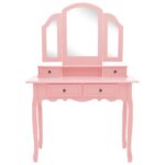 Ensemble de coiffeuse et tabouret Rose 100x40x146 cm Paulownia – Image 3