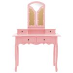 Ensemble de coiffeuse et tabouret Rose 100x40x146 cm Paulownia – Image 4