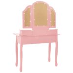 Ensemble de coiffeuse et tabouret Rose 100x40x146 cm Paulownia – Image 6