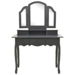 Ensemble de coiffeuse avec tabouret Gris 100x40x146cm Paulownia – Image 2