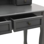 Ensemble de coiffeuse avec tabouret Gris 100x40x146cm Paulownia – Image 7