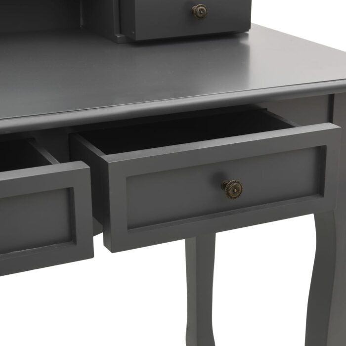 Ensemble de coiffeuse avec tabouret Gris 100x40x146cm Paulownia – Image 7