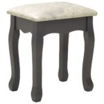 Ensemble de coiffeuse avec tabouret Gris 100x40x146cm Paulownia – Image 9