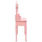 Coiffeuse avec tabouret et miroir pliable en 3 Rose – Image 5