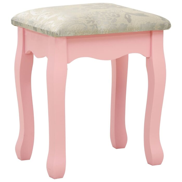 Coiffeuse avec tabouret et miroir pliable en 3 Rose – Image 9