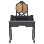 Coiffeuse avec tabouret et miroir pliable en 3 Gris – Image 4