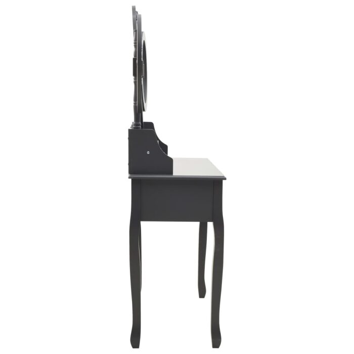 Coiffeuse avec tabouret et miroir pliable en 3 Gris – Image 5