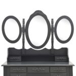 Coiffeuse avec tabouret et miroir pliable en 3 Gris – Image 7