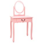 Coiffeuse et tabouret Rose 65x36x128 cm Bois de paulownia MDF – Image 2