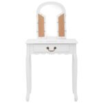 Coiffeuse et tabouret Blanc 65x36x128 cm Bois de paulownia MDF – Image 3