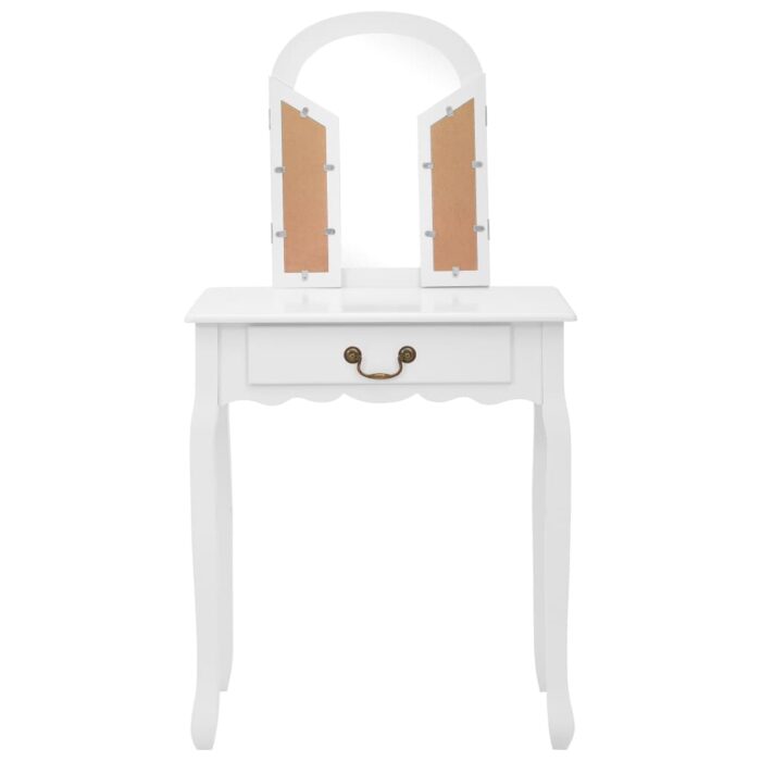 Coiffeuse et tabouret Blanc 65x36x128 cm Bois de paulownia MDF – Image 3