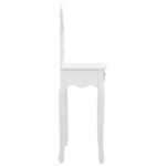 Coiffeuse et tabouret Blanc 65x36x128 cm Bois de paulownia MDF – Image 4