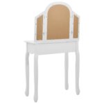 Coiffeuse et tabouret Blanc 65x36x128 cm Bois de paulownia MDF – Image 5