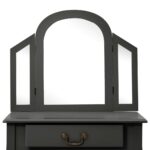 Coiffeuse et tabouret Gris 65x36x128 cm Bois de paulownia MDF – Image 8