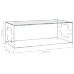 Table basse Argenté 120x60x45 cm Acier inoxydable et verre – Image 3