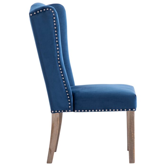 Chaise de salle à manger Bleu Velours – Image 3
