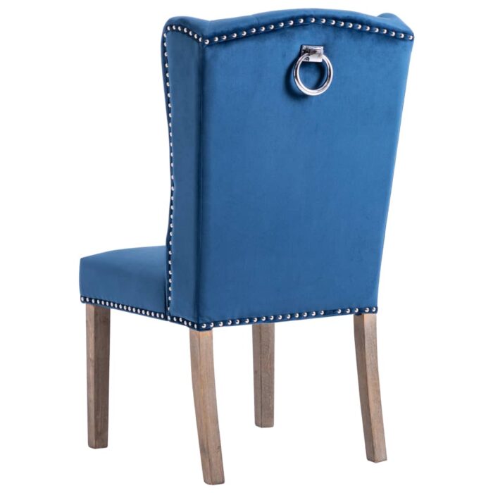 Chaise de salle à manger Bleu Velours – Image 4