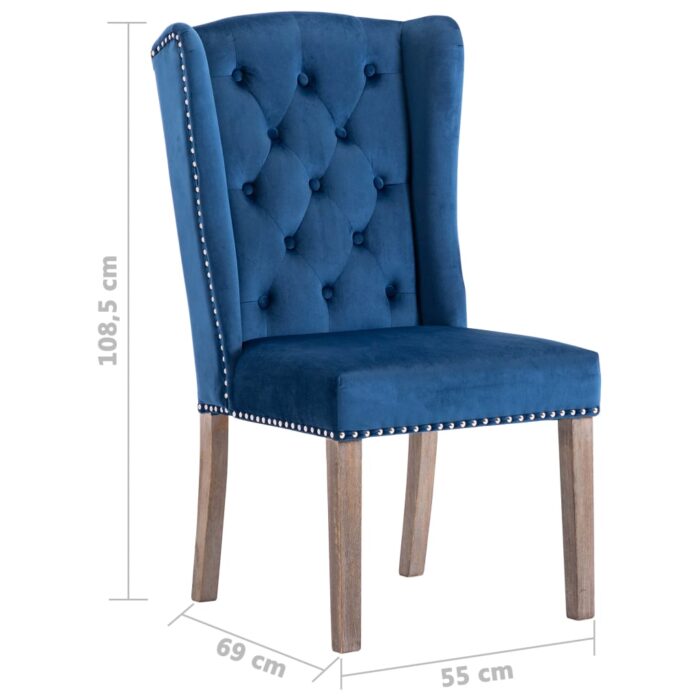 Chaise de salle à manger Bleu Velours – Image 7