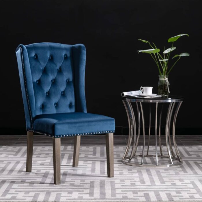 Chaise de salle à manger Bleu Velours – Image 1