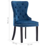 Chaises à manger lot de 2 bleu velours – Image 8