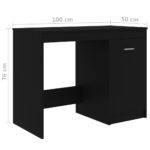 Bureau Noir 140x50x76 cm Bois d’ingénierie – Image 7