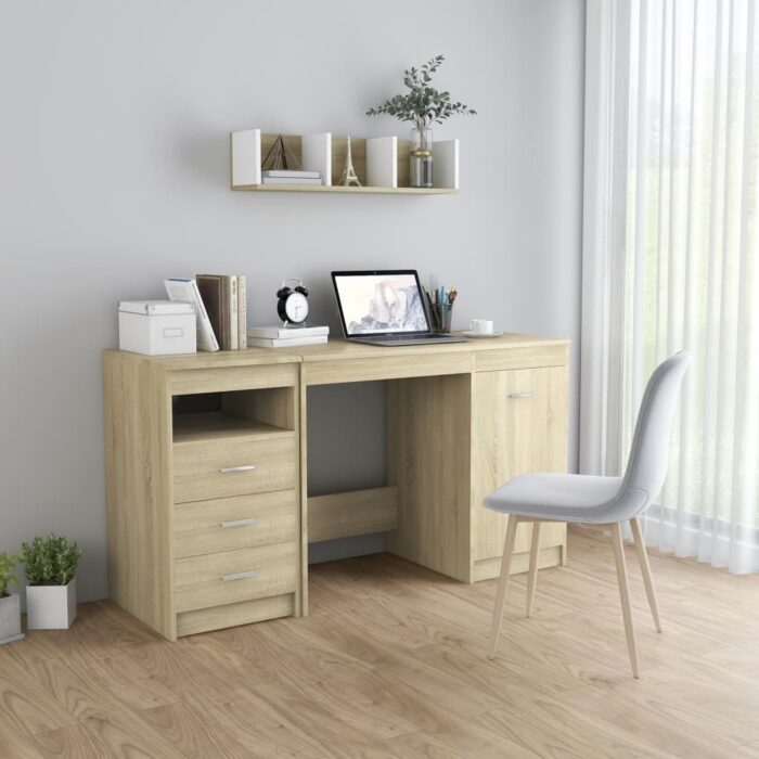Bureau Chêne sonoma 140x50x76 cm Bois d’ingénierie – Image 1