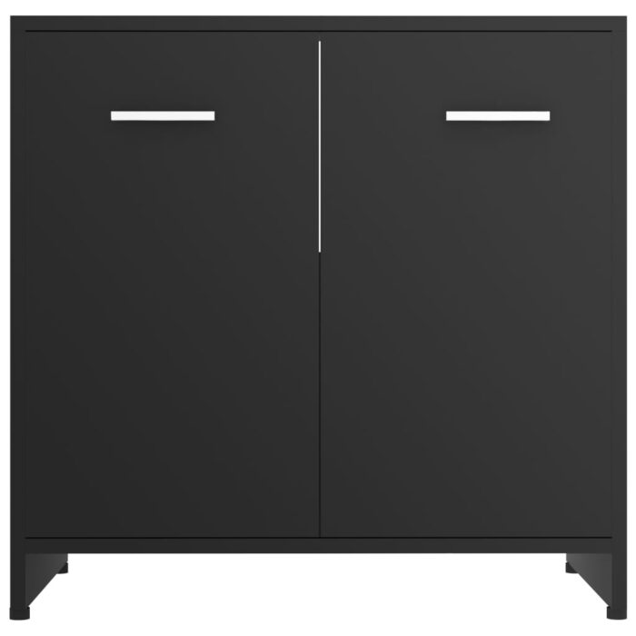Armoire de salle de bain noir 60x33x61 cm Bois d'ingénierie – Image 5