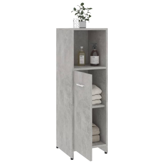 Armoire de salle de bain Gris béton 30x30x95 cm Bois ingénierie – Image 2