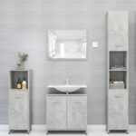 Armoire de salle de bain Gris béton 30x30x95 cm Bois ingénierie – Image 3