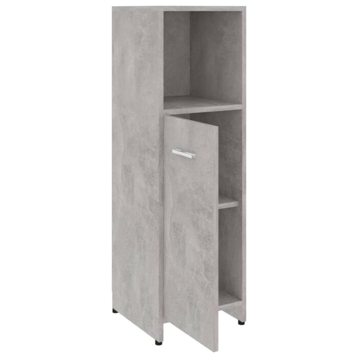 Armoire de salle de bain Gris béton 30x30x95 cm Bois ingénierie – Image 4