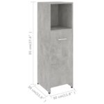 Armoire de salle de bain Gris béton 30x30x95 cm Bois ingénierie – Image 7