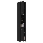 Armoire de salle de bain Noir 30x30x183,5 cm Bois d'ingénierie – Image 2