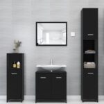 Armoire de salle de bain Noir 30x30x183,5 cm Bois d'ingénierie – Image 3