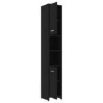Armoire de salle de bain Noir 30x30x183,5 cm Bois d'ingénierie – Image 4