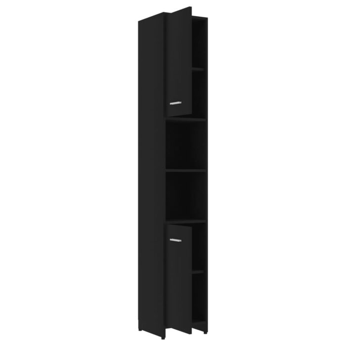 Armoire de salle de bain Noir 30x30x183,5 cm Bois d'ingénierie – Image 4