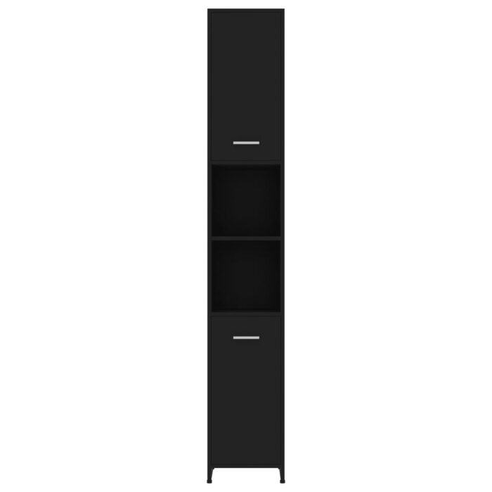 Armoire de salle de bain Noir 30x30x183,5 cm Bois d'ingénierie – Image 5