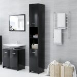 Armoire de salle de bain Noir 30x30x183,5 cm Bois d'ingénierie