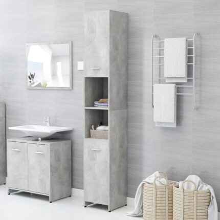 Armoire de salle de bain Gris béton Bois d'ingénierie