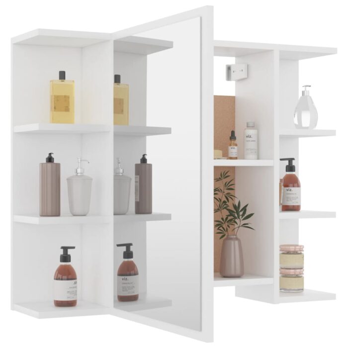 Armoire à miroir de salle de bain Blanc Bois d’ingénierie – Image 2