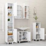 Armoire à miroir de salle de bain Blanc Bois d’ingénierie – Image 4