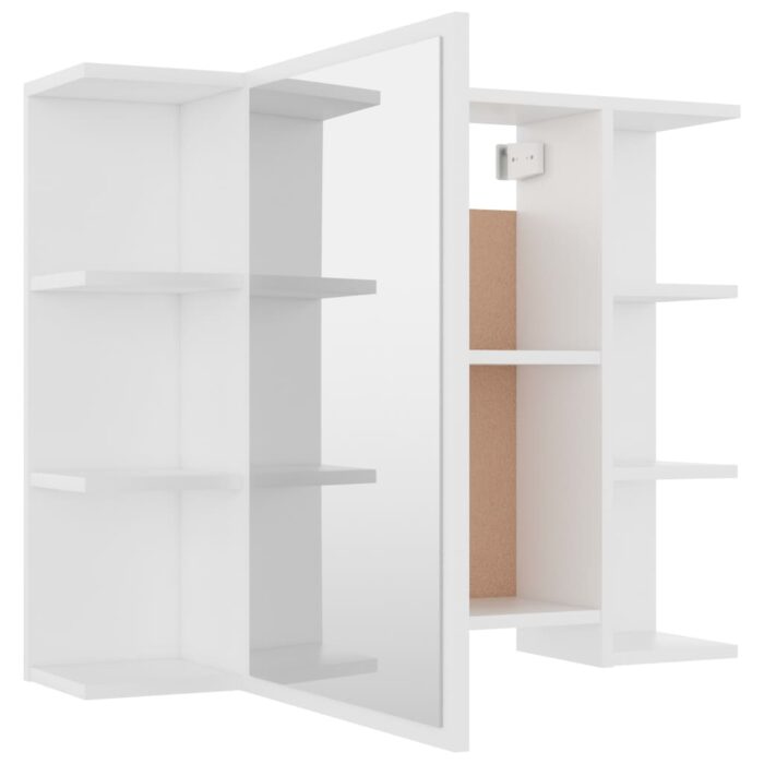 Armoire à miroir de salle de bain Blanc Bois d’ingénierie – Image 5