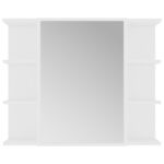 Armoire à miroir de salle de bain Blanc Bois d’ingénierie – Image 6